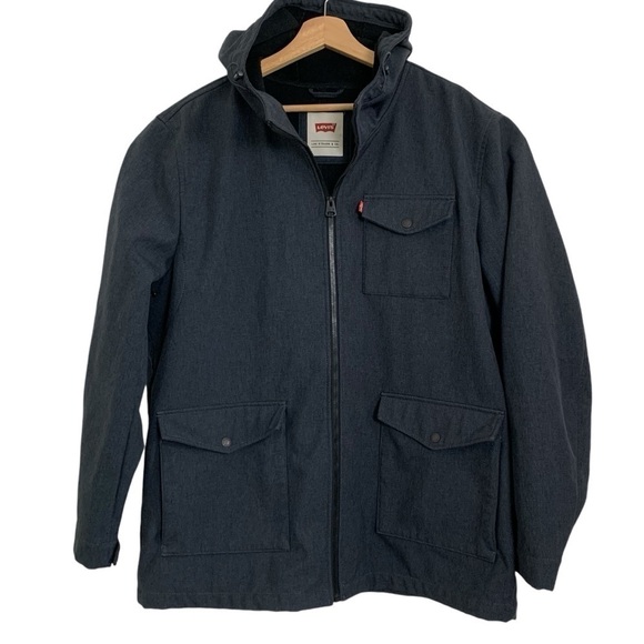 Levi’s Fleece Lined Hooded Trucker Jacket Mens XXL Navy Blue - Picture 1 of 16